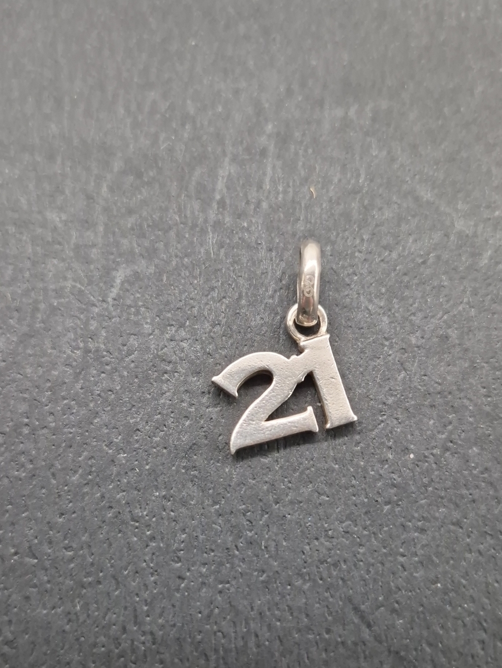 Sterling Number 21 Pendant Charm - Silver